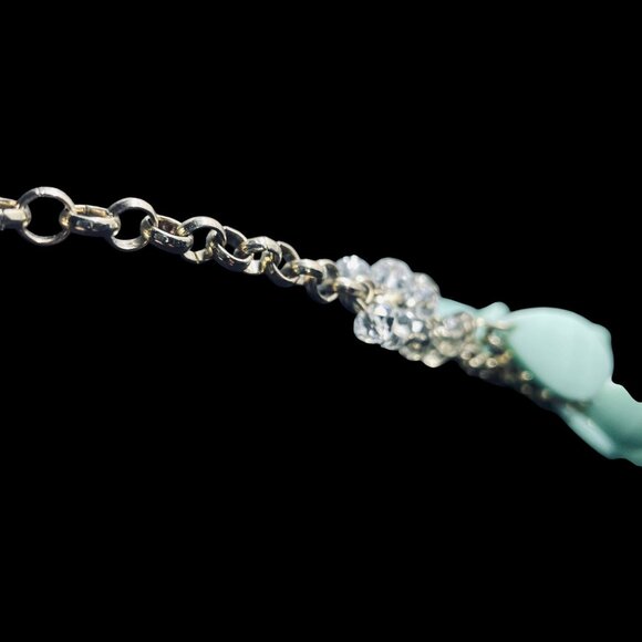 Mint Green Teardrop Statement Necklace Chunky Bib Layered Boho Chic Jewelry - Picture 5 of 7